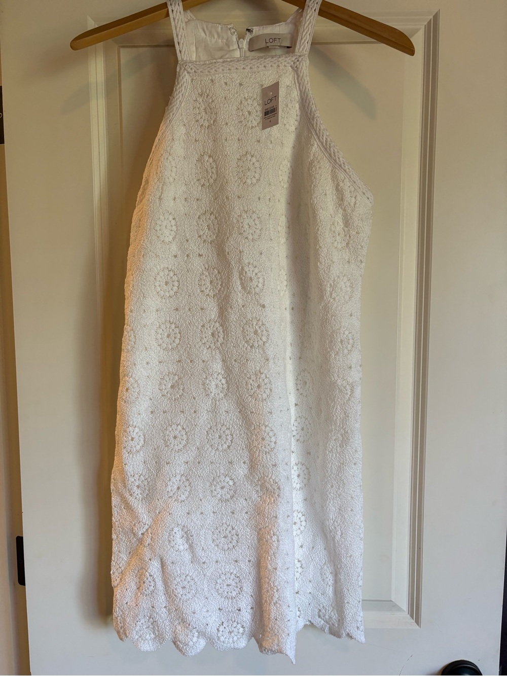 LOFT White Crochet Midi Halter Dress